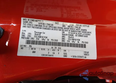 2015 Ford Focus St from USA, damaged, VIN 1FADP3L92FL215580
